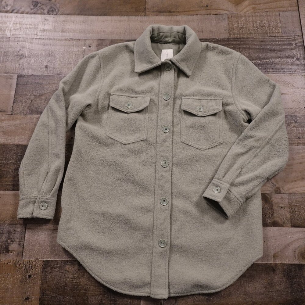 Joie Oversized Shirt Jacket Women’s Medium Sage Green Fleece Shacket